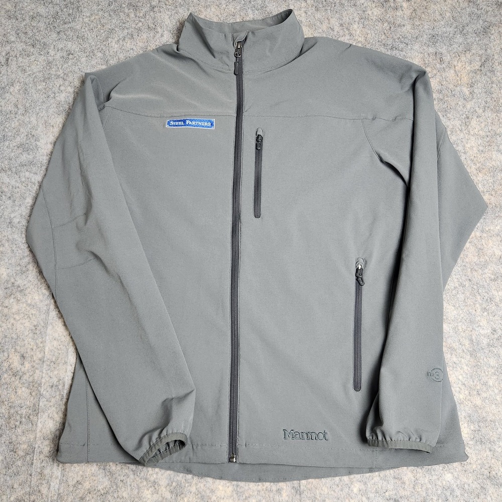 Marmot Tempo‎ Jacket Men XL Gray Full Zip Water Resistant Softshell Long Sleeve